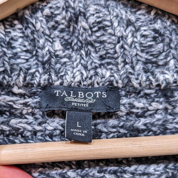 Talbots Sweater Women L Petite Gray Chunky Knit Open Cardigan Soft Oversized - Picture 5 of 6